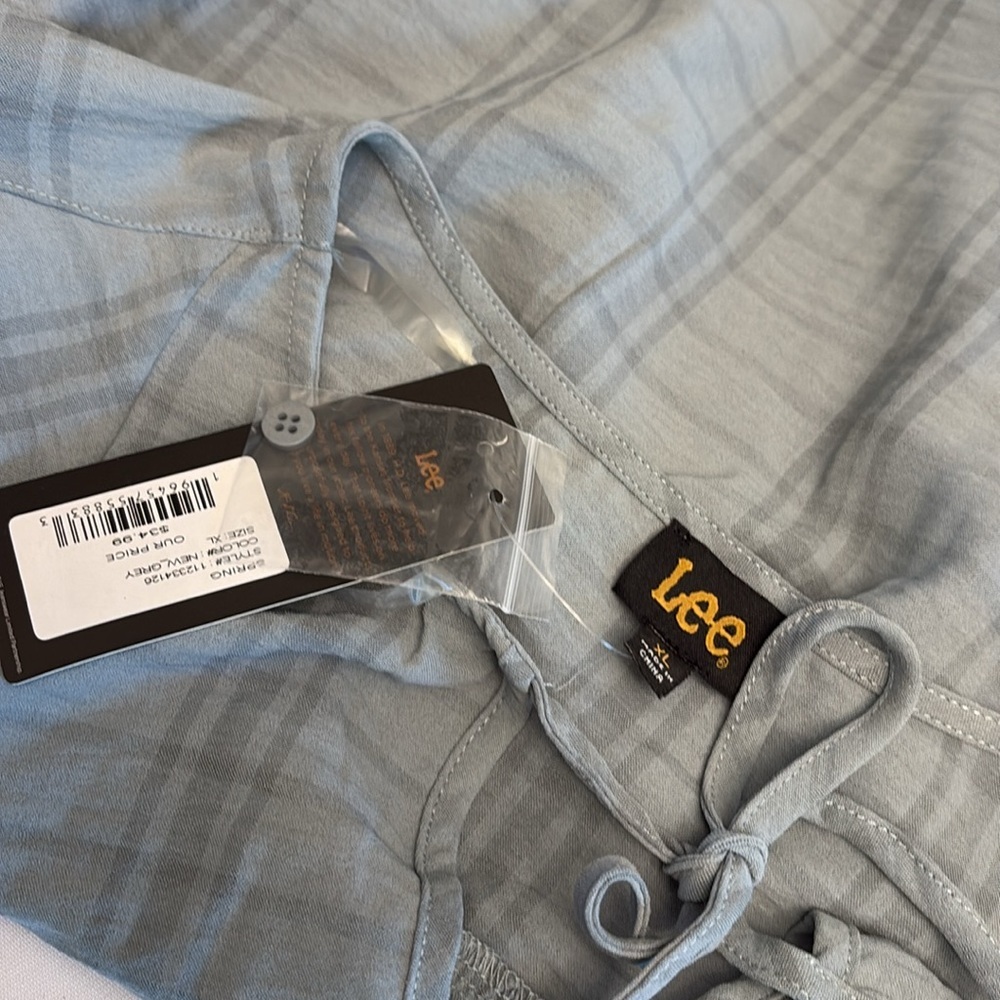 Lee blouse long sleeves w/buttons pullover stripes loose fit keyhole Sz XL NWT - Picture 7 of 9